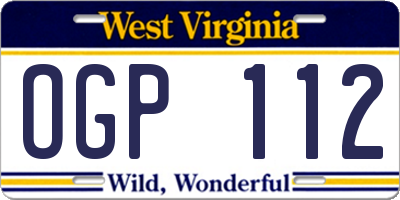 WV license plate OGP112