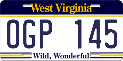 WV license plate OGP145