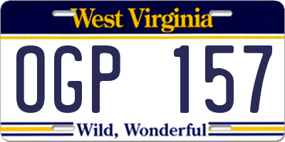 WV license plate OGP157