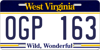WV license plate OGP163