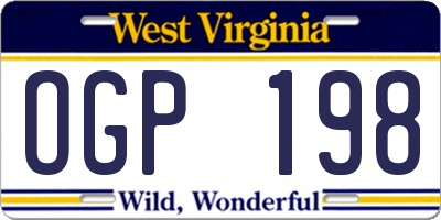 WV license plate OGP198