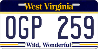 WV license plate OGP259