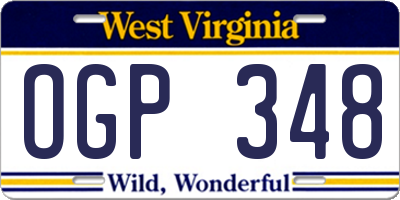 WV license plate OGP348