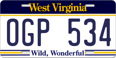 WV license plate OGP534