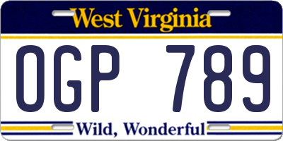 WV license plate OGP789