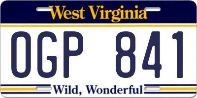 WV license plate OGP841