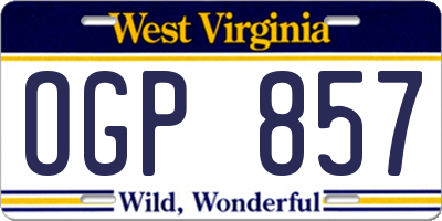 WV license plate OGP857