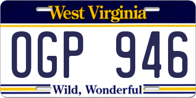 WV license plate OGP946