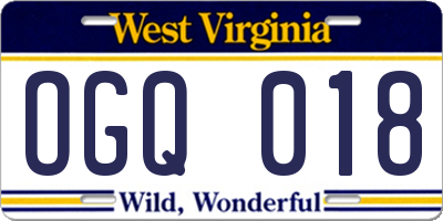 WV license plate OGQ018