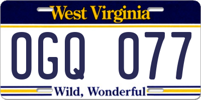 WV license plate OGQ077
