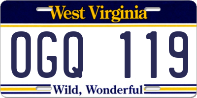 WV license plate OGQ119