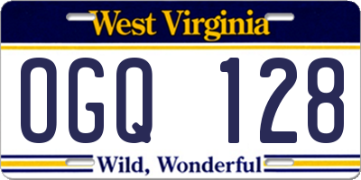 WV license plate OGQ128
