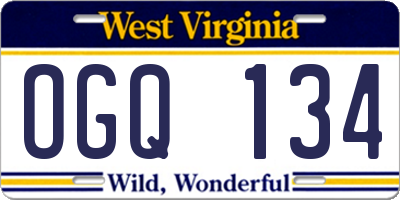 WV license plate OGQ134