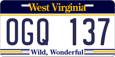 WV license plate OGQ137