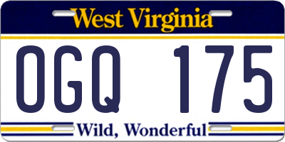 WV license plate OGQ175