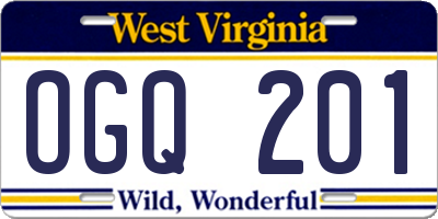 WV license plate OGQ201
