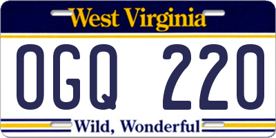 WV license plate OGQ220