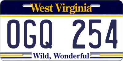 WV license plate OGQ254
