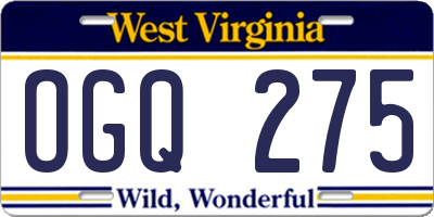 WV license plate OGQ275