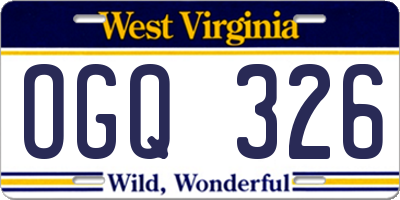 WV license plate OGQ326