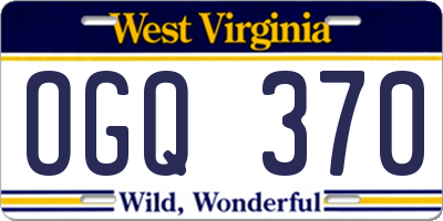 WV license plate OGQ370