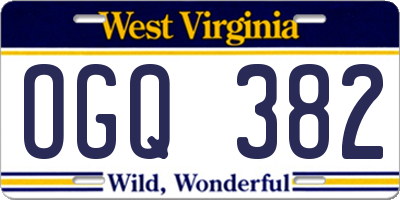 WV license plate OGQ382