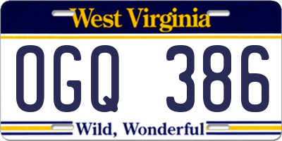 WV license plate OGQ386