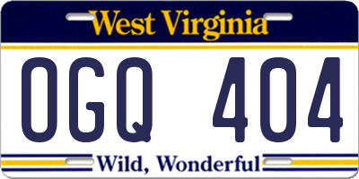 WV license plate OGQ404