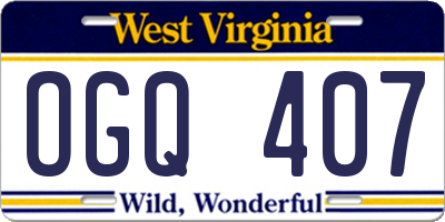 WV license plate OGQ407