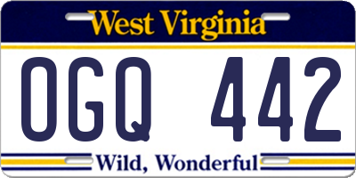 WV license plate OGQ442