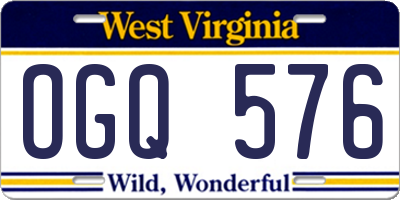 WV license plate OGQ576