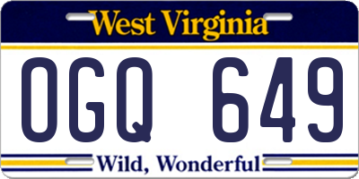 WV license plate OGQ649