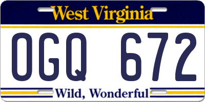 WV license plate OGQ672