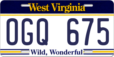 WV license plate OGQ675