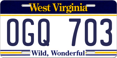 WV license plate OGQ703