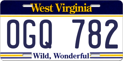 WV license plate OGQ782