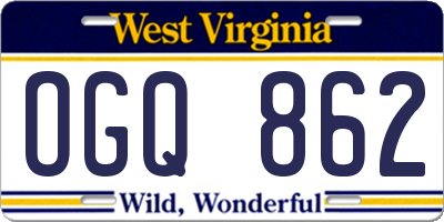 WV license plate OGQ862