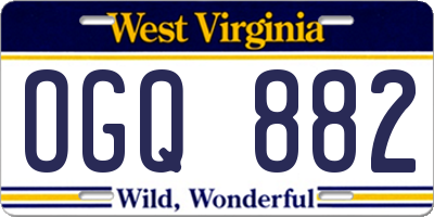 WV license plate OGQ882