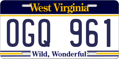 WV license plate OGQ961