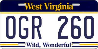 WV license plate OGR260