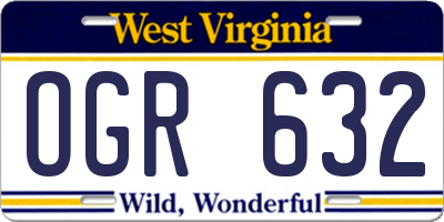 WV license plate OGR632