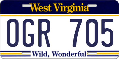 WV license plate OGR705