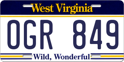WV license plate OGR849