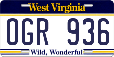 WV license plate OGR936
