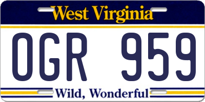WV license plate OGR959