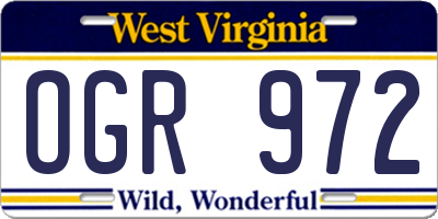 WV license plate OGR972