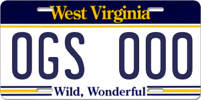 WV license plate OGS000