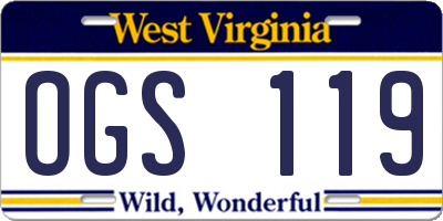 WV license plate OGS119