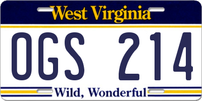 WV license plate OGS214