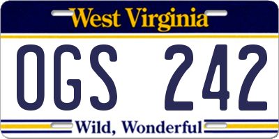 WV license plate OGS242